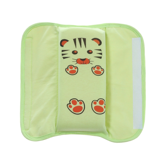 Подушка на ремень безопасности "Тигренок", салатовая с оранжевыми лапками