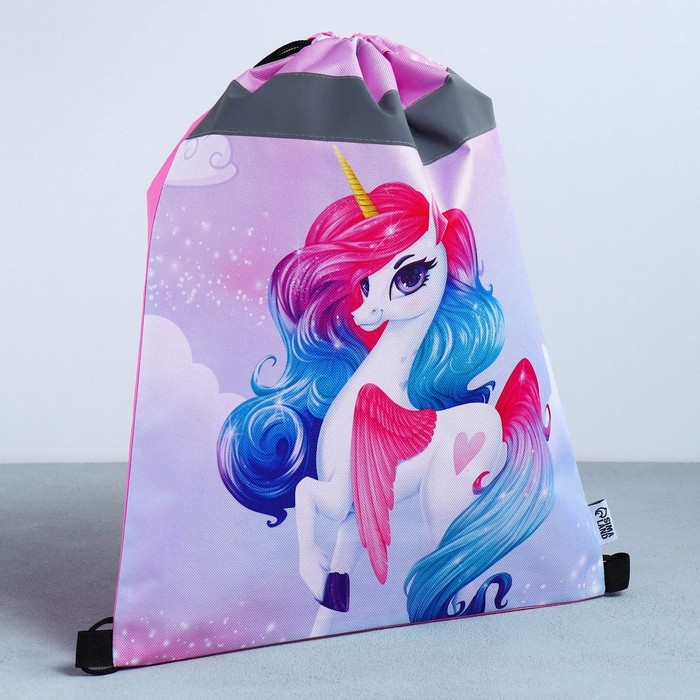 Мешок для обуви со светоотражающим элементом «Радужный единорог» 30 х 40 см Мешок для обуви со светоотражающим элементом «Радужный единорог» 30 х 40 см