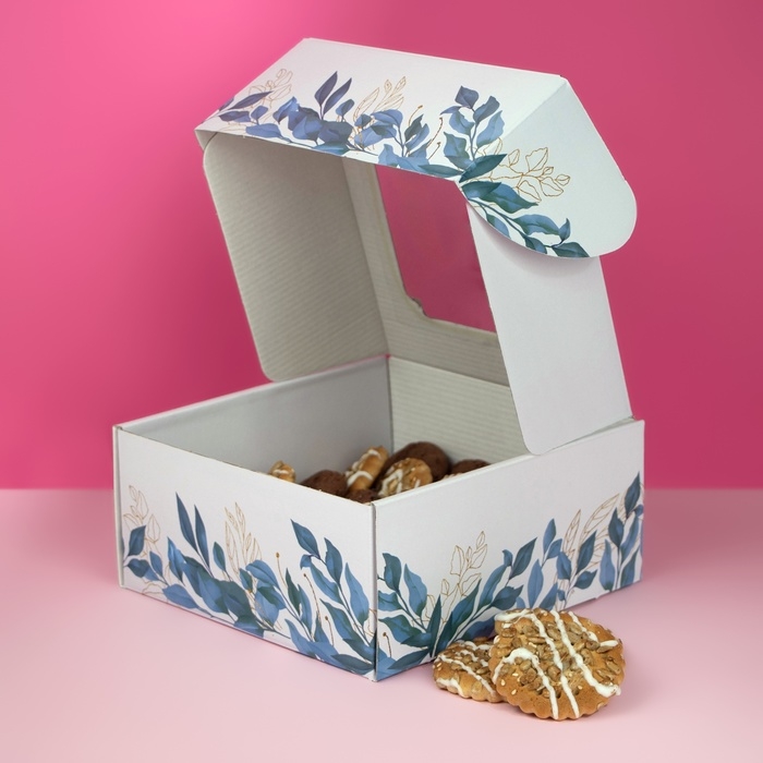 Коробка самосборная, с окном, "Танец цветов" 19 х 19 х 9 см