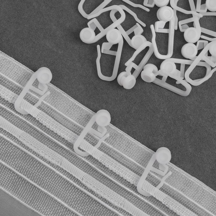 Крючок для штор, ролик с замком, 2,7 &times; 1,1 см, 20 шт, цвет белый