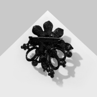 Брошь &laquo;Цветок&raquo; с завитками, цвет синий в чёрном металле