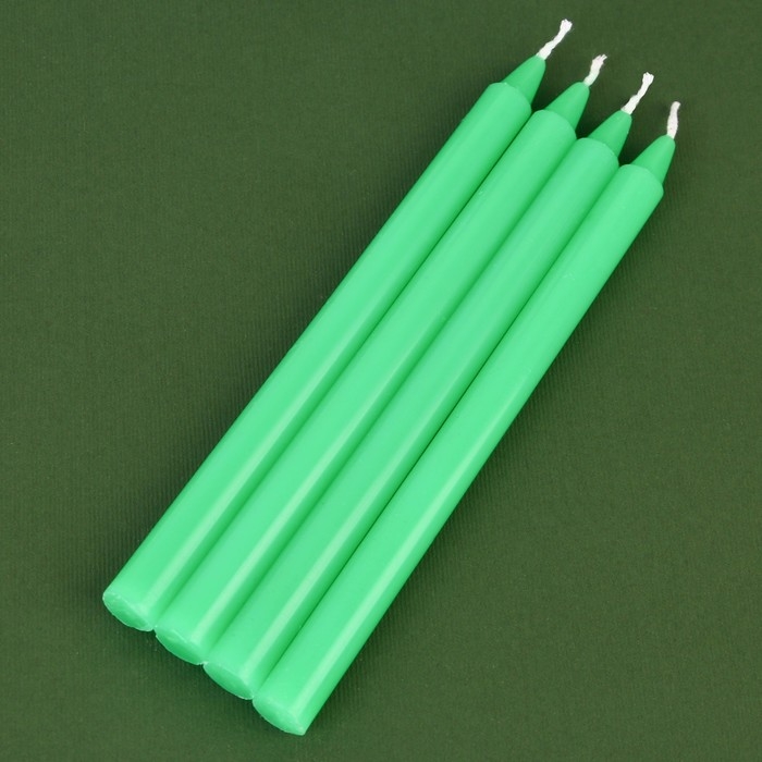 Новогодние восковые свечи &laquo;Новый год: Верь в чудеса&raquo;, набор 4 шт., зеленые, 15 х 1 х 1 см.