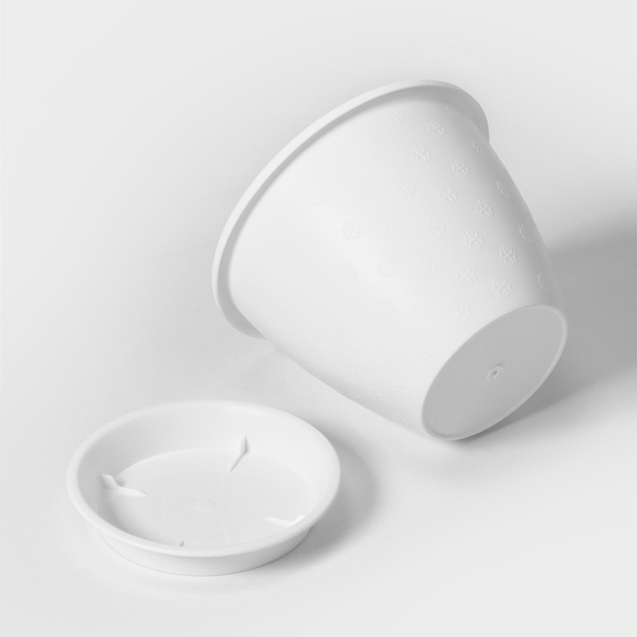 Горшок для цветов с поддоном «Цветочек», 1,2 л, d=15 см, цвет белый Горшок для цветов с поддоном «Цветочек», 1,2 л, d=15 см, цвет белый