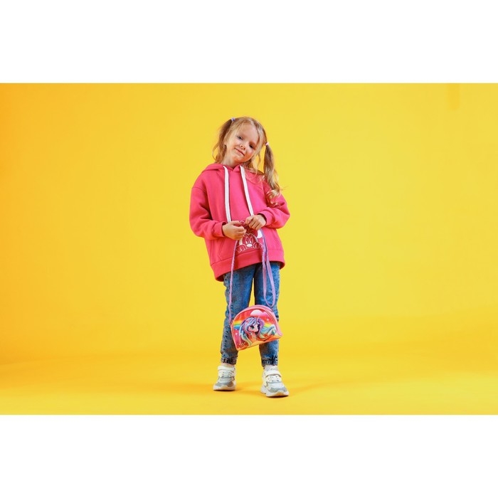 Сумка детская для девочки "Единорог на радуге", искусственная кожа, с брелком, 18х15х2 см