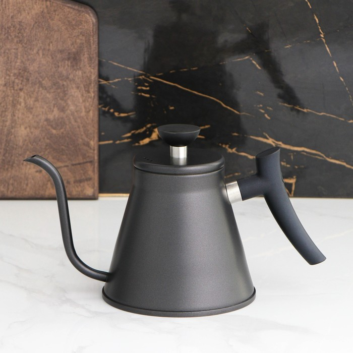 Кофейник из нержавеющей стали с длинным носиком &laquo;Пуровер&raquo;, 1,2 л, 304 сталь, цвет чёрный