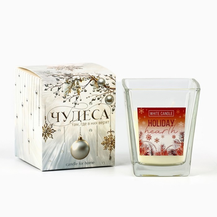 Свеча новогодняя &laquo;Домашний очаг&raquo;, на Новый год, аромат свежесть, 6,8 х 8 см