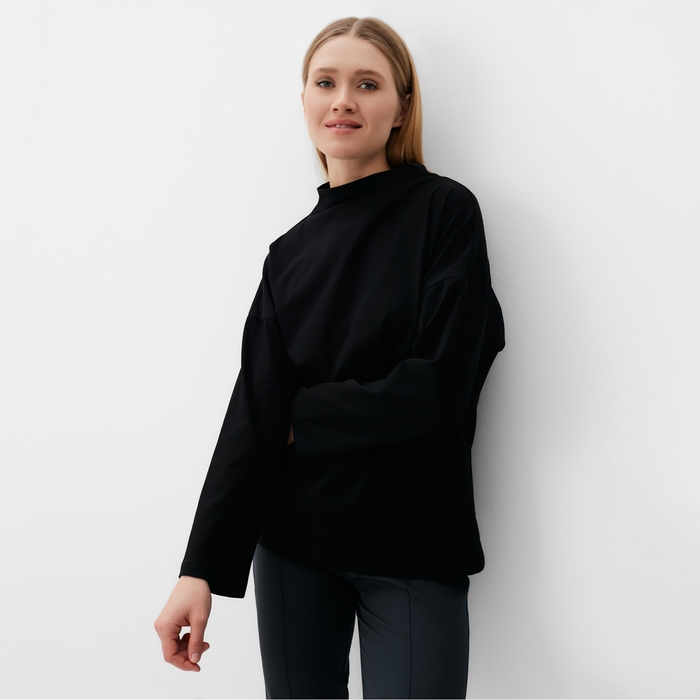 Лонгслив женский MINAKU: Casual Collection цвет чёрный, р-р 44