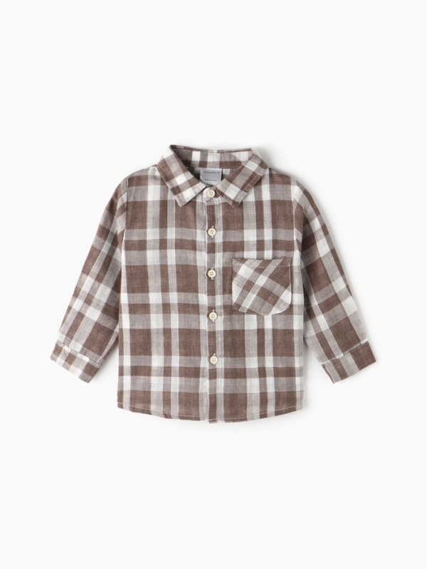 Рубашка для мальчика Крошка Я Муслин, р. 92-98 см, коричневый