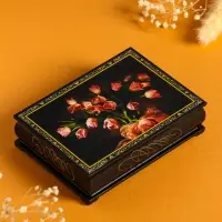 Шкатулка &laquo;Тюльпаны&raquo;, 10&times;14 см, лаковая миниатюра