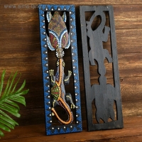 Панно "Черепашка и ящерица" дерево 50х15х1 см  МИКС