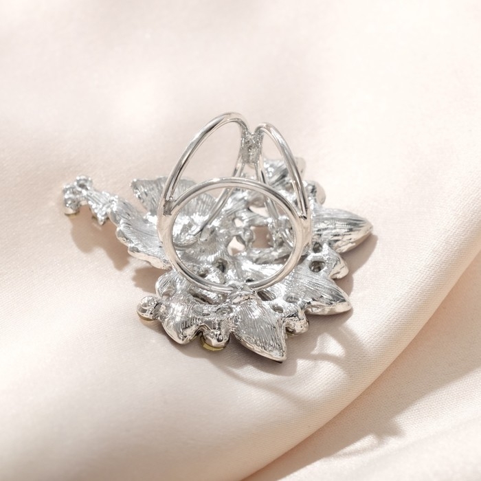 Кольцо для платка &laquo;Павлин&raquo;, цвет бело-синий в серебре