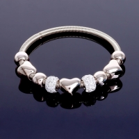 Браслет со стразами &laquo;Марджери&raquo; сердце, цвет белый в серебре, d=6,5 см