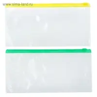 Папка-конверт на ZIP-молнии Calligrata А65 (122 х 240 мм), 100 мкм, прозрачная, МИКС