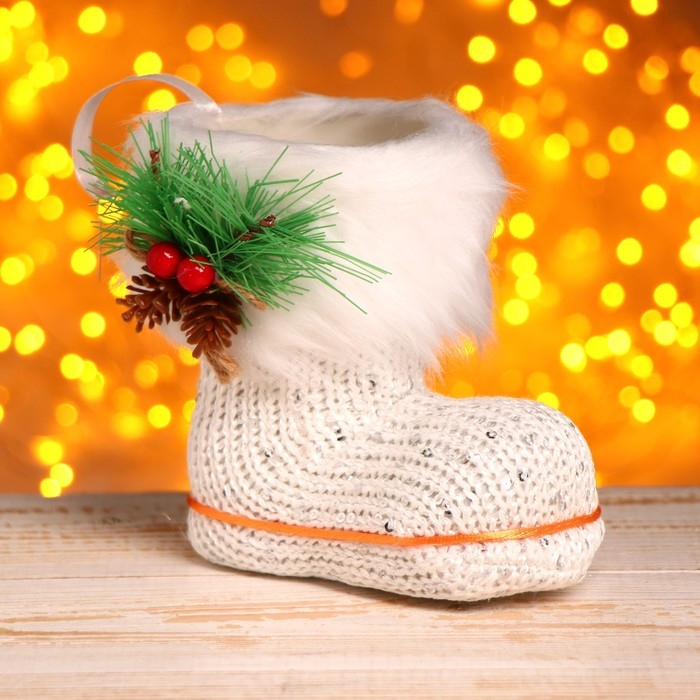 Конфетница &laquo;Сапожок&raquo;, с еловой веткой, цвета МИКС