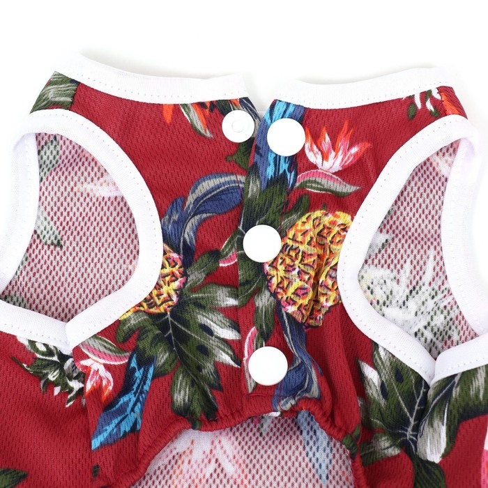 Платье для животных Тропики, S (ДС 25, ОГ 35 см), красное