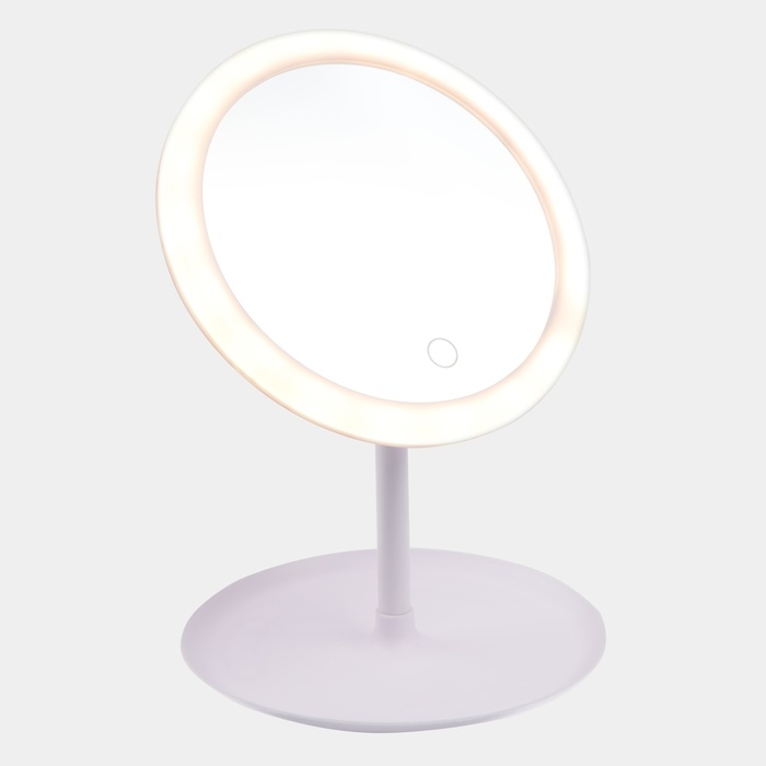 Зеркало KZ-09, подсветка, настольное, АКБ, 2500 мАч, 3 режима, поворот 90°, белое Зеркало KZ-09, подсветка, настольное, АКБ, 2500 мАч, 3 режима, поворот 90°, белое