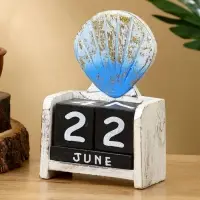 Календарь настольный "Морская ракушка" дерево 11х5х14 см, цв. бело-золотой