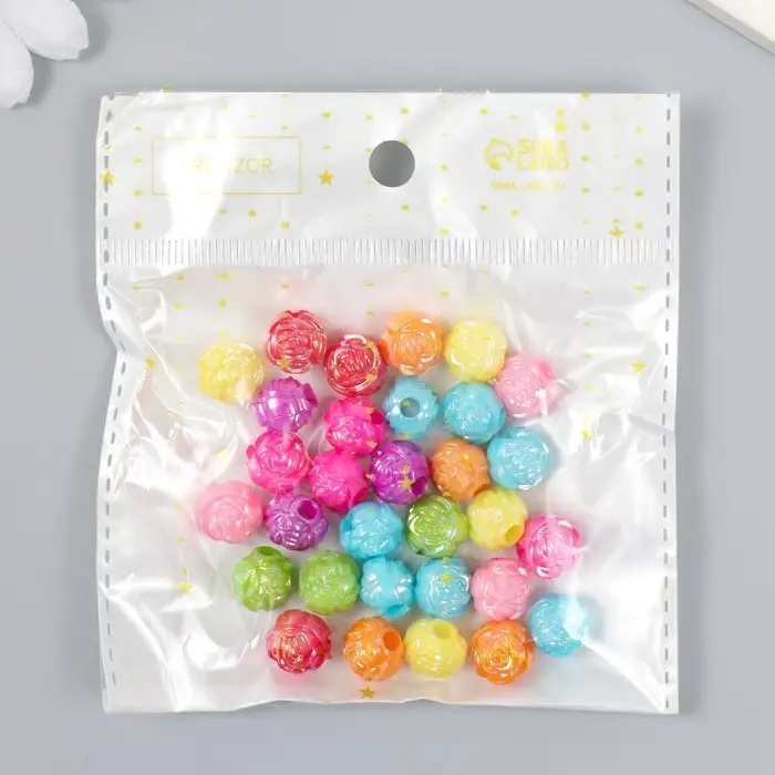 Бусины для творчества пластик &laquo;Розочка&raquo;, перламутр, набор 30 шт., 1.2&times;1.2 см