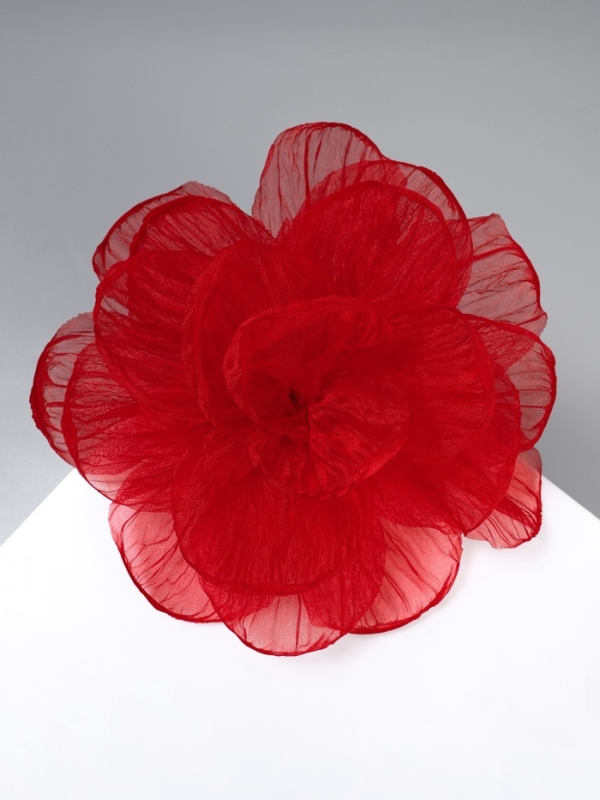 Брошь текстильная &laquo;Цветок&raquo; объемный, невесомый,цвет красный