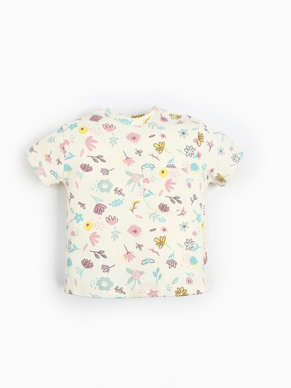 Футболка Крошка Я Flower, рост 62-68 см, бежевый