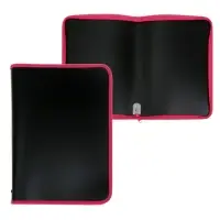 Папка пластиковая А4, 325 х 230 х 25 мм, молния вокруг, Calligrata "Офис", ПМ-А4-11, 0.5 мм, цветная, текстура "песок", Black чёрная/малиновая