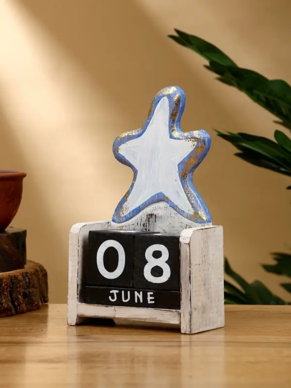 Календарь настольный &laquo;Морская звезда&raquo;, 10.5&times;5.5&times;18 см, дерево, золотисто-синий