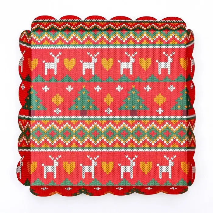 Коробка для печенья, кондитерская новогодняя упаковка, &laquo;Вязанка&raquo;, 21&times;21&times;3 см