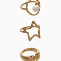 Набор колец 3 шт "Новый стиль" космос, размер МИКС, цвет белый в золоте