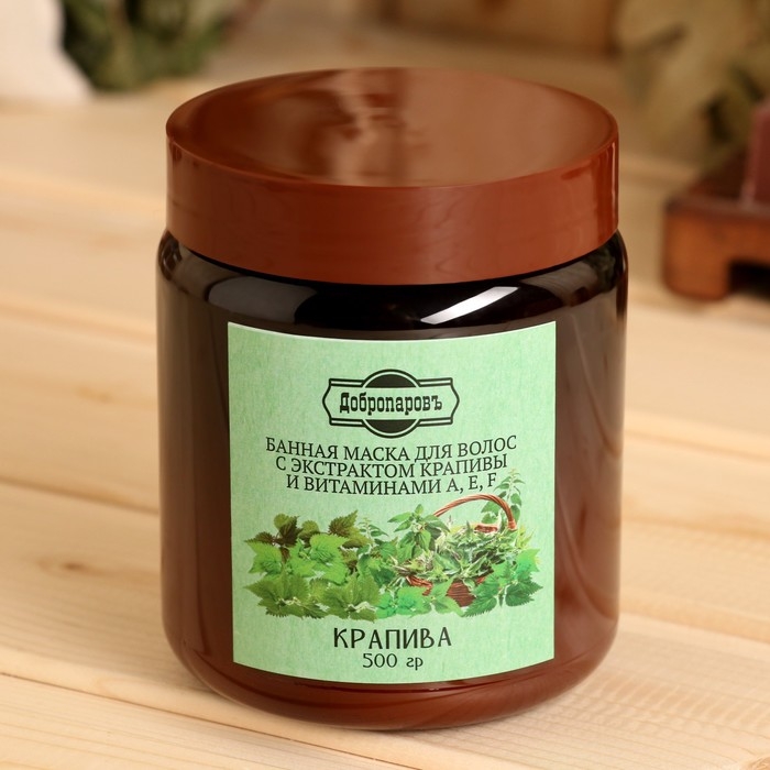 Банная маска для волос натуральная Банная маска для волос натуральная "Крапива" с витамином А,Е,F, 500 г
