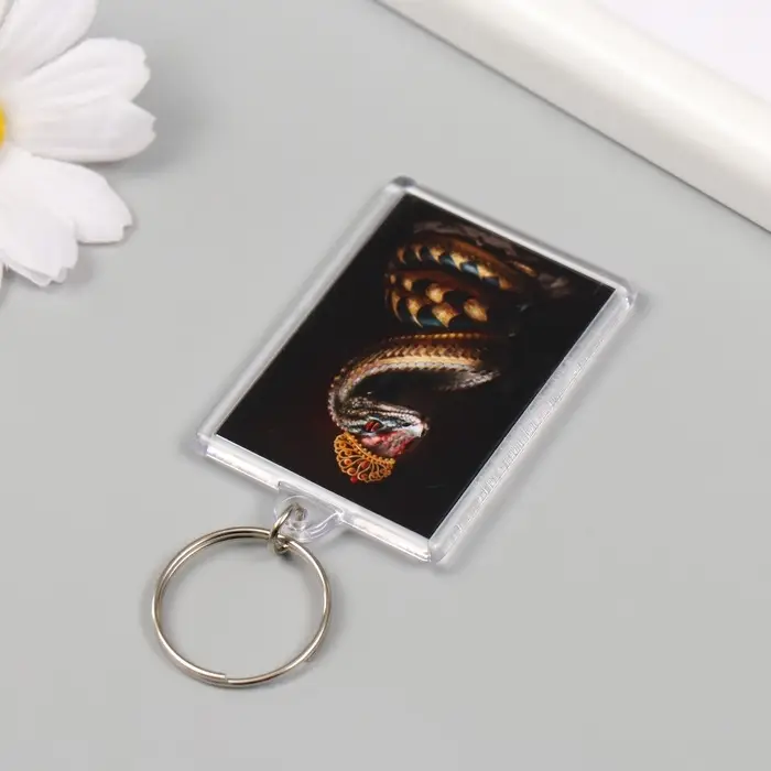 Брелок для ключей на кольце &laquo;Змея с короной&raquo;, акрил, 3.5&times;5 см