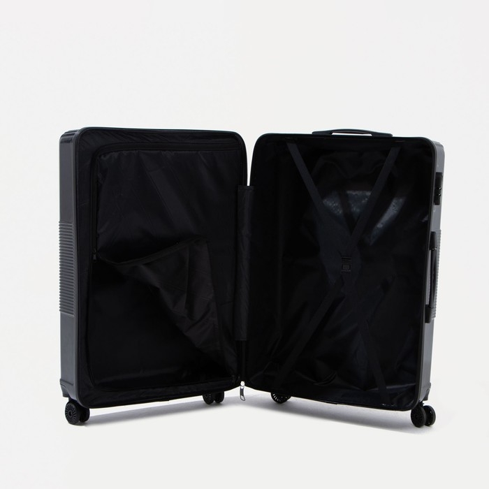 Чемодан большой 84 л (L), отдел на молнии, кодовый замок, цвет чёрный