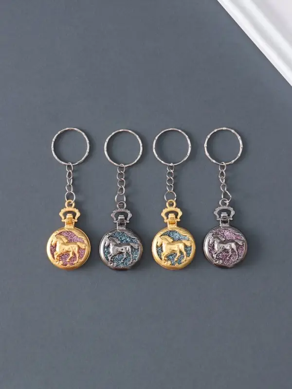 Брелок металл, пластик "Бегущий конь" блёстки МИКС 4х2,7х0,8 см