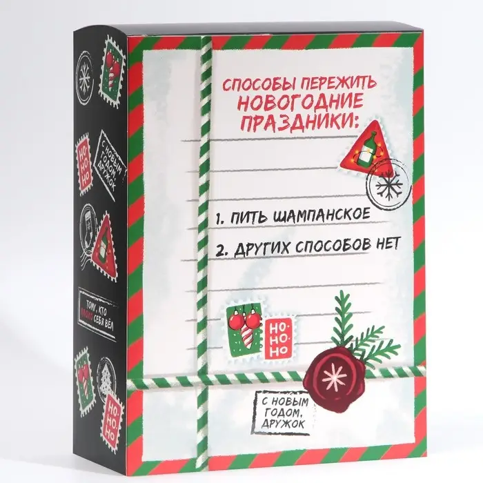 Коробка подарочная новогодняя складная &laquo;Пережить праздники&raquo;, 22 х 30 х 10 см, Новый год