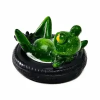 Садовая фигура 14 х 13 х 9,5 см "Лягушка в шине" Водоплавающая