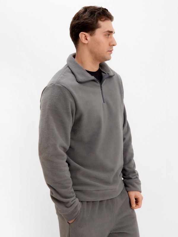 Джемпер флисовый мужской MINAKU: Fleece Soft цвет графит, р-р 48 Джемпер флисовый мужской MINAKU: Fleece Soft цвет графит, р-р 48