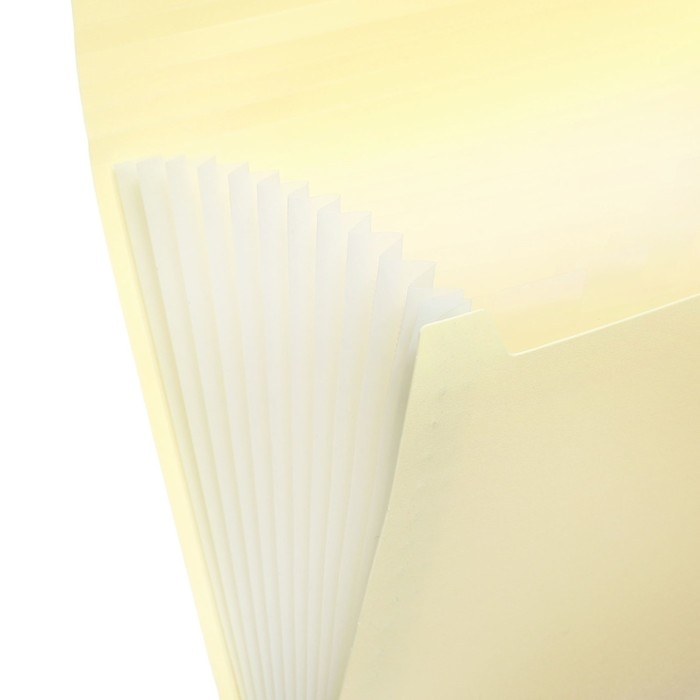 Папка картотека А4, Calligrata "Акварель", 13 отделений, пластиковая, 700 мкм, ванильная, резинка чёрная