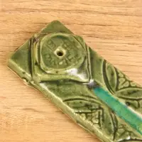 Подставка под благовония "Орнамент" керамика, цв. зелёный, 15,5х4х1 см