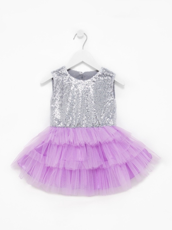 Платье детское с пайетками KAFTAN, размер 36 (134-140 см), лиловый Платье детское с пайетками KAFTAN, размер 36 (134-140 см), лиловый