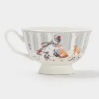 Чайная пара новогодняя &laquo;Снежные забавы&raquo;, 2 предмета: чашка 180 мл, блюдце d=15 см, керамика, подарочная упаковка, белая