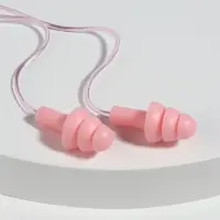Беруши на шнурке, 3&times;1.5 см, в футляре, фасовка 10 шт., силиконовые, розовые