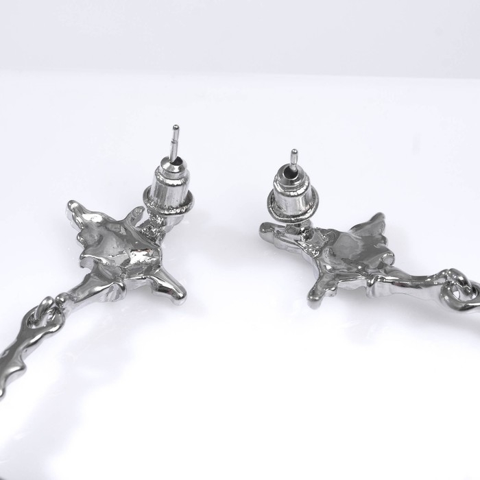 Серьги под натуральный камень &laquo;Звёзды&raquo; четырёхконечные с камнем, цвет голубой в серебре