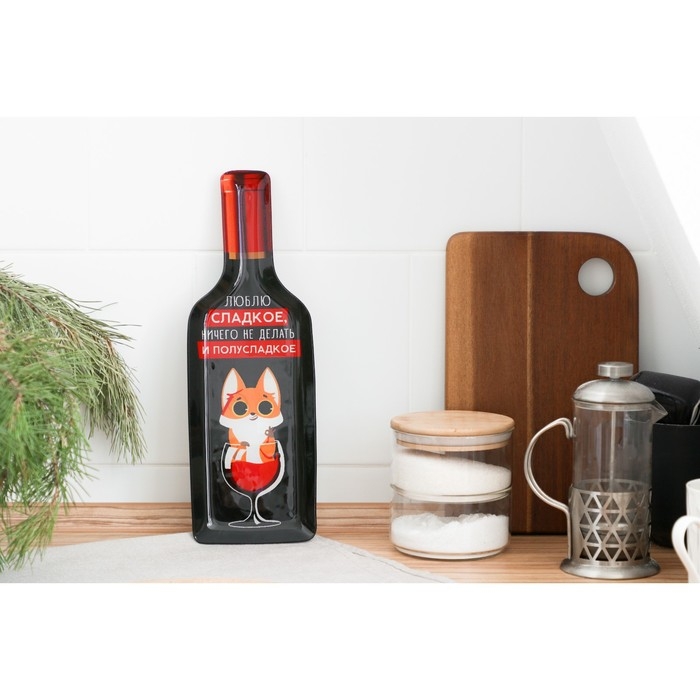 Тарелка стеклянная &laquo;Люблю сладкое&raquo;, 11,3 х 34,5 см