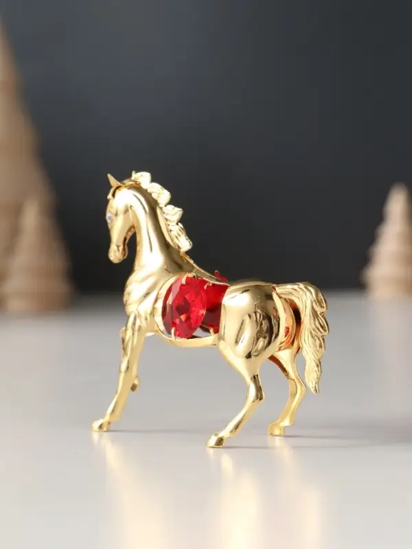 Сувенир Лошадка маленькая с 2-мя красными хрусталиками, 7х2х6 см.