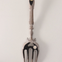 Панно интерьерное полистоун "Винтажная вилка" белая патина 11х46х4,5 см