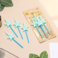 Свечи для торта, 4 шт "Волшебная палочка. Звёзды", голубой