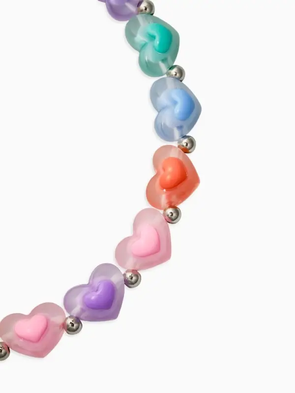 Бусы детские "Выбражулька" сердце, цветные в серебре