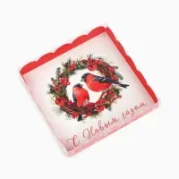 Коробка для кондитерских изделий с пластиковой крышкой &laquo;С Новым годом&raquo;, 18 х 3 см