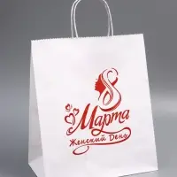 Пакет подарочный бумажный, &laquo; 8 марта Женский День!&raquo; 24&times;14&times;28 см