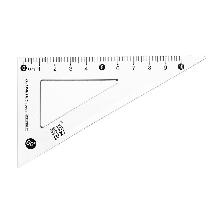 Набор геометрический "Котик"(линейка, транспортир, 2 угольника) в пенале, МИКС