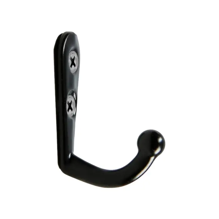 Крючок мебельный ТУНДРА TKO001, однорожковый, черный, 50 шт.